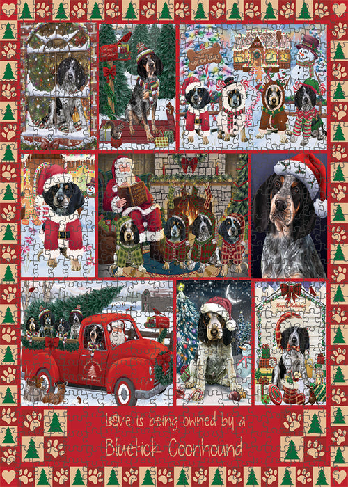 Love is Being Owned Christmas Bluetick Coonhound Dogs Puzzle with Photo Tin PUZL99296
