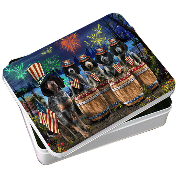 4th of July Independence Day Fireworks Bluetick Coonhounds at the Lake Photo Storage Tin PITN51018