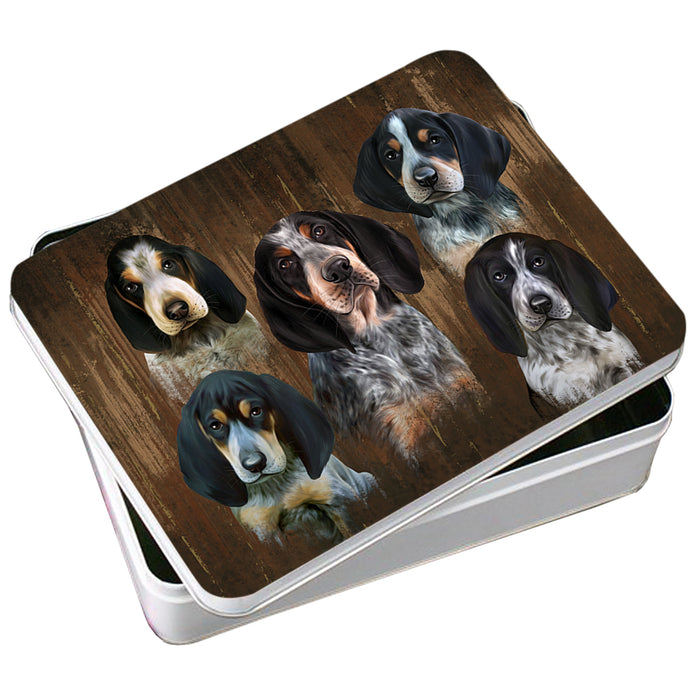 Rustic 5 Bluetick Coonhounds Dog Photo Storage Tin PITN49451