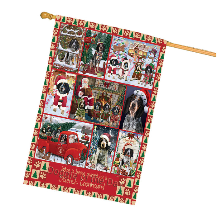Love is Being Owned Christmas Bluetick Coonhound Dogs House Flag FLG66044