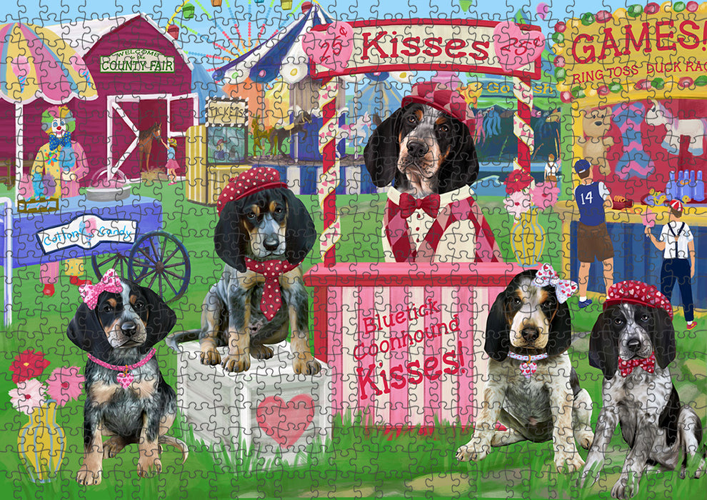 Carnival Kissing Booth Bluetick Coonhounds Dog Puzzle with Photo Tin PUZL91788
