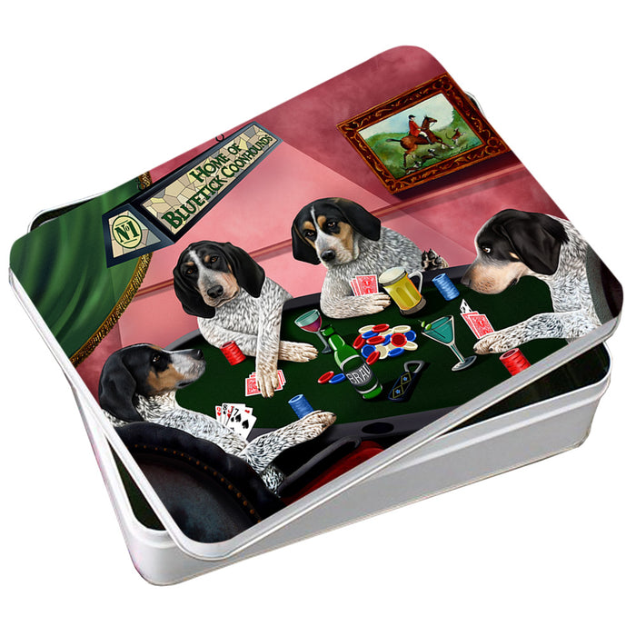 Home of Bluetick Coonhound 4 Dogs Playing Poker Photo Storage Tin PITN54289