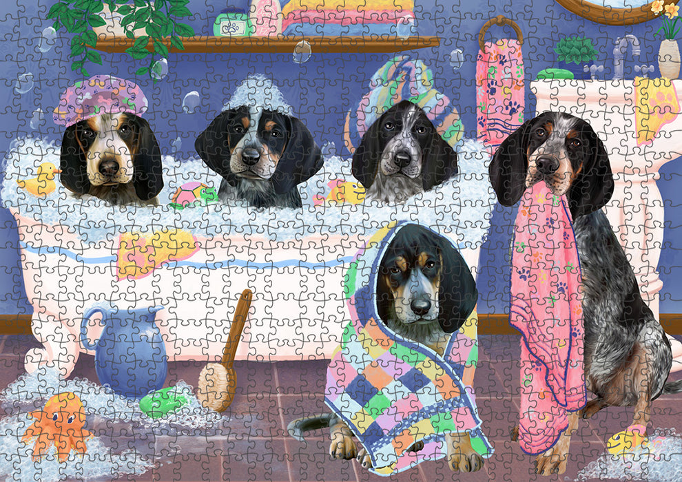 Rub A Dub Dogs In A Tub Bluetick Coonhounds Dog Puzzle with Photo Tin PUZL95276