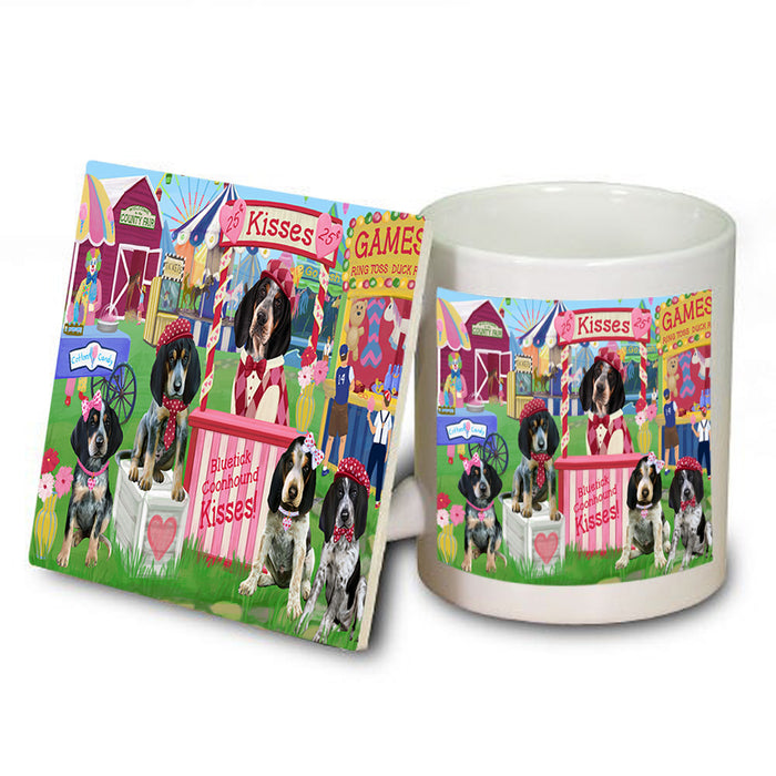 Carnival Kissing Booth Bluetick Coonhounds Dog Mug and Coaster Set MUC55888