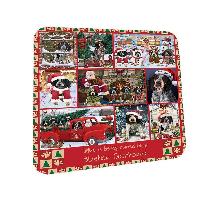 Love is Being Owned Christmas Bluetick Coonhound Dogs Coasters Set of 4 CST57163