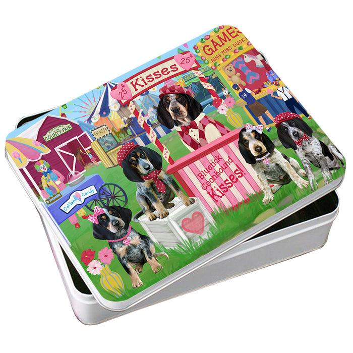 Carnival Kissing Booth Bluetick Coonhounds Dog Photo Storage Tin PITN55839