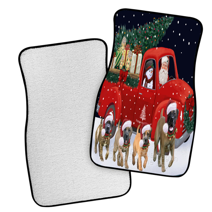 Christmas Express Delivery Red Truck Running Boerboel Dogs Polyester Anti-Slip Vehicle Carpet Car Floor Mats  CFM49423