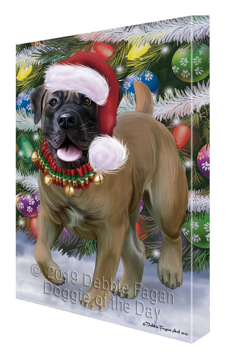 Chistmas Trotting in the Snow Boerboel Dog Canvas Wall Art - Premium Quality Ready to Hang Room Decor Wall Art Canvas - Unique Animal Printed Digital Painting for Decoration CVS656