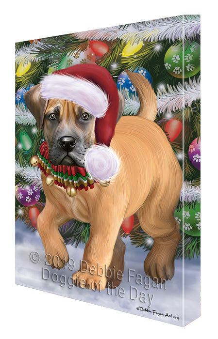 Chistmas Trotting in the Snow Boerboel Dog Canvas Wall Art - Premium Quality Ready to Hang Room Decor Wall Art Canvas - Unique Animal Printed Digital Painting for Decoration CVS657