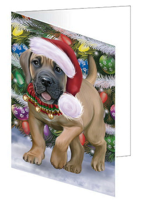 Chistmas Trotting in the Snow Boerboel Dog Handmade Artwork Assorted Pets Greeting Cards and Note Cards with Envelopes for All Occasions and Holiday Seasons