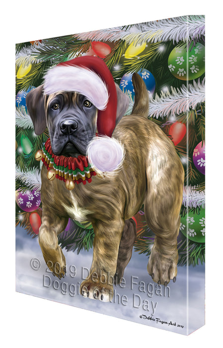 Chistmas Trotting in the Snow Boerboel Dog Canvas Wall Art - Premium Quality Ready to Hang Room Decor Wall Art Canvas - Unique Animal Printed Digital Painting for Decoration CVS659