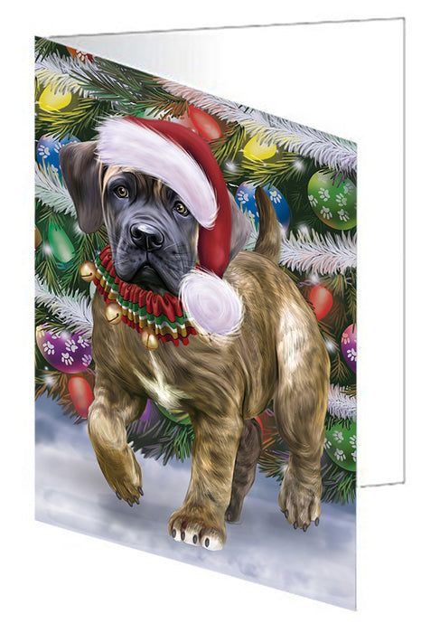 Chistmas Trotting in the Snow Boerboel Dog Handmade Artwork Assorted Pets Greeting Cards and Note Cards with Envelopes for All Occasions and Holiday Seasons