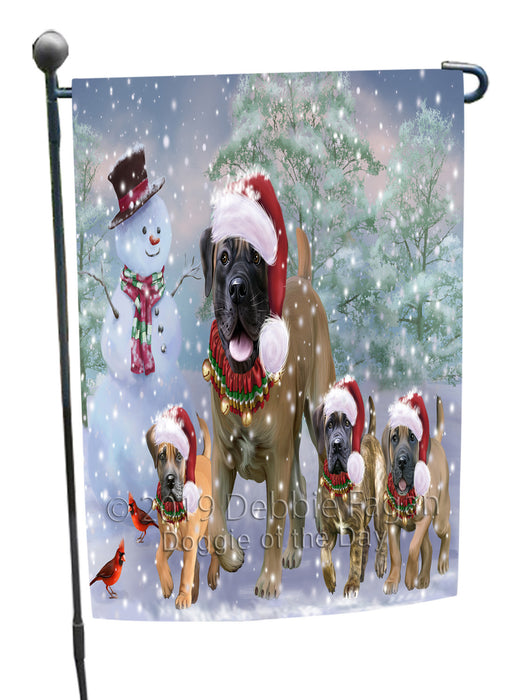 Christmas Running Family Boerboel Dogs Garden Flags Outdoor Decor for Homes and Gardens Double Sided Garden Yard Spring Decorative Vertical Home Flags Garden Porch Lawn Flag for Decorations