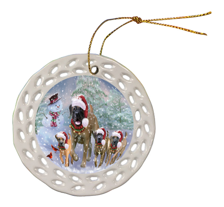 Christmas Running Family Boerboel Dogs Doily Ornament DPOR59117