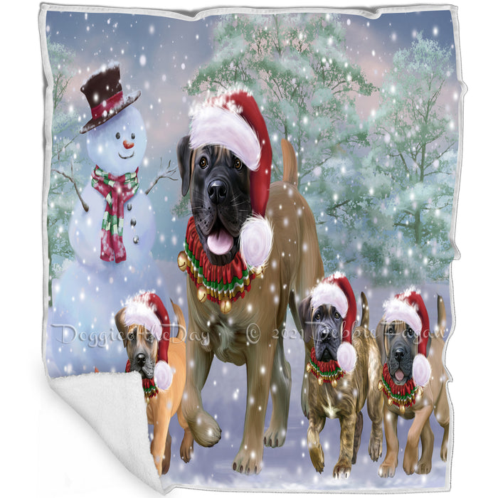 Christmas Running Family Boerboel Dogs Blanket BLNKT143414