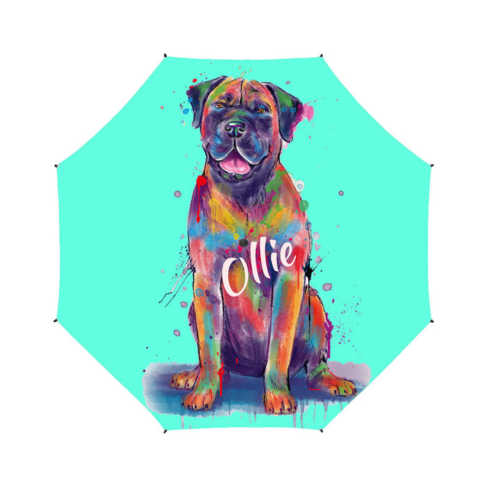 Custom Pet Name Personalized Watercolor Boerboel DogSemi-Automatic Foldable Umbrella