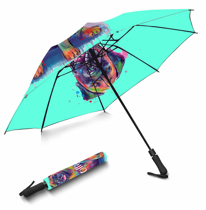 Custom Pet Name Personalized Watercolor Boerboel DogSemi-Automatic Foldable Umbrella