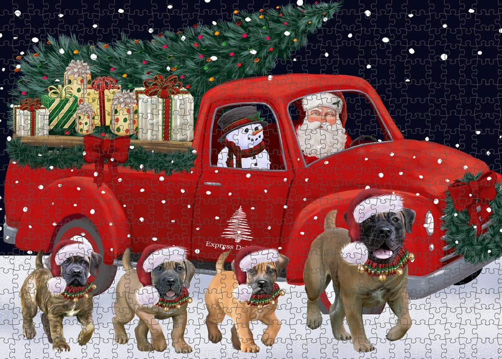 Christmas Express Delivery Red Truck Running Boerboel Dogs Puzzle  PUZL99624