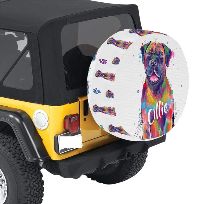 Custom Pet Name Personalized Watercolor Boerboel Dog Car Tire Cover