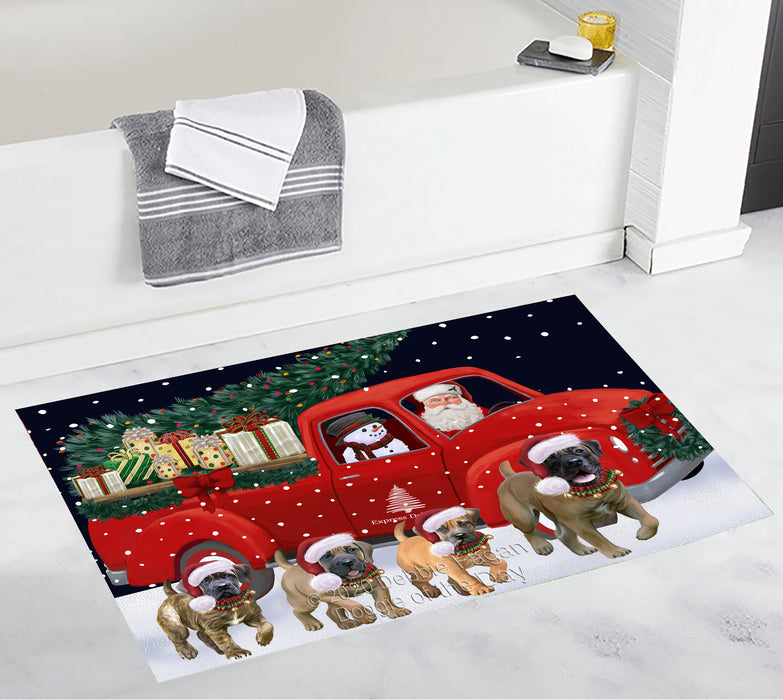 Christmas Express Delivery Red Truck Running Boerboel Dogs Bath Mat BRUG53449