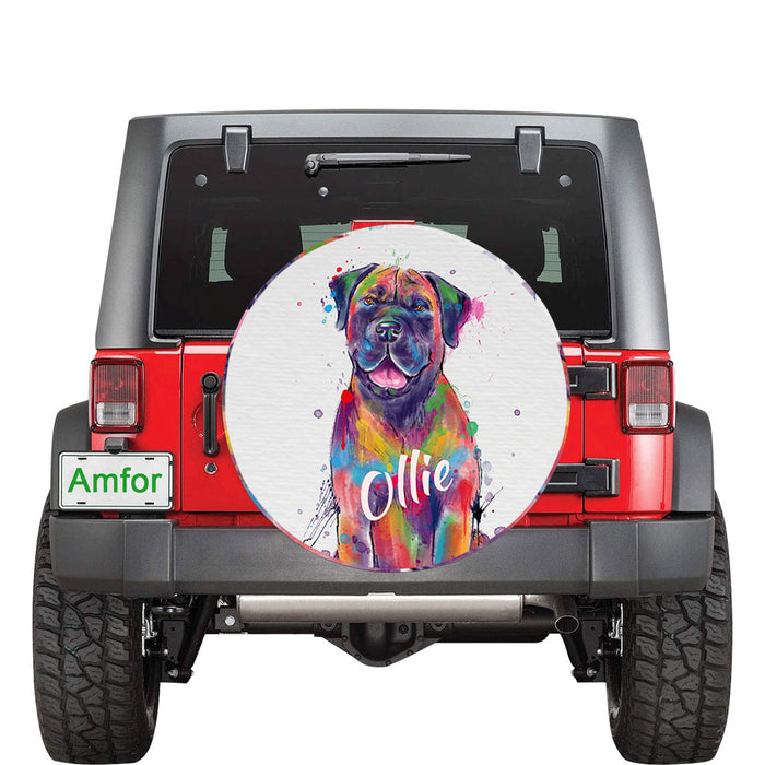 Custom Pet Name Personalized Watercolor Boerboel Dog Car Tire Cover