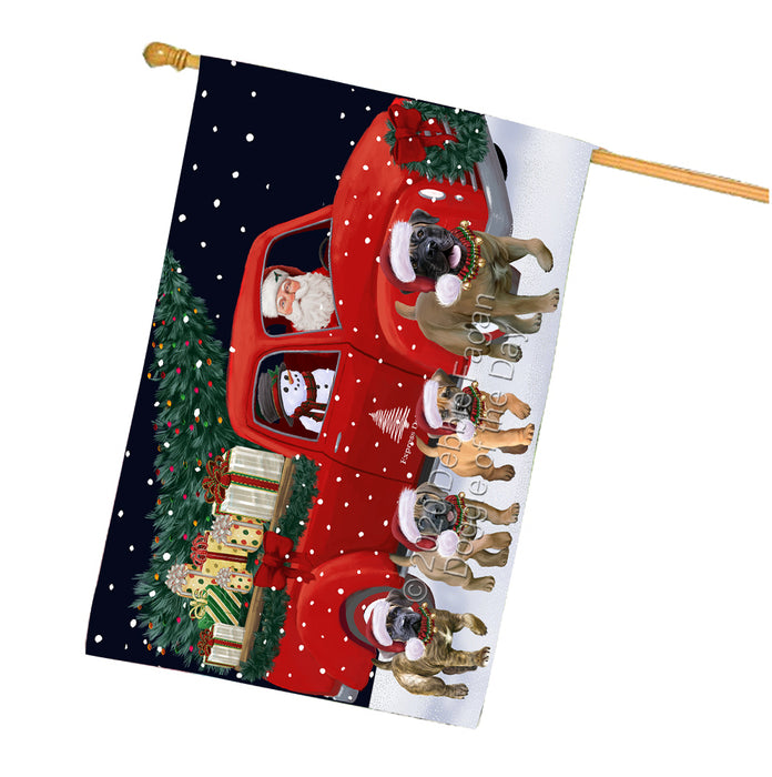 Christmas Express Delivery Red Truck Running Boerboel Dogs House Flag FLG66502