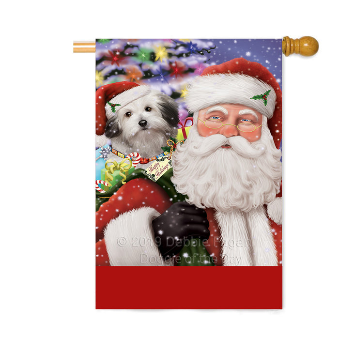 Personalized Santa Carrying Bolognese Dog and Christmas Presents Custom House Flag FLG-DOTD-A63424