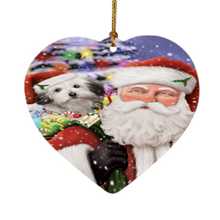 Santa Carrying Bolognese Dog and Christmas Presents Heart Christmas Ornament HPOR55846