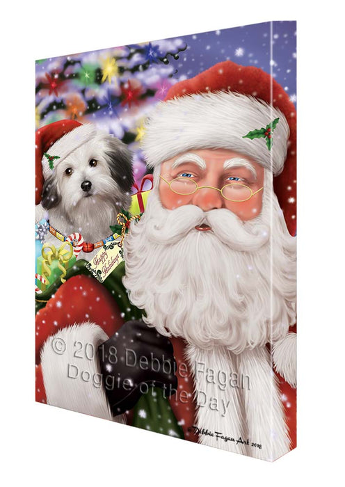 Santa Carrying Bolognese Dog and Christmas Presents Canvas Print Wall Art Décor CVS119339