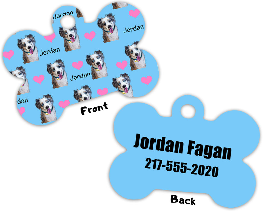 Add Your PERSONALIZED PET Painting Portrait Photo on Bone Pet Tag