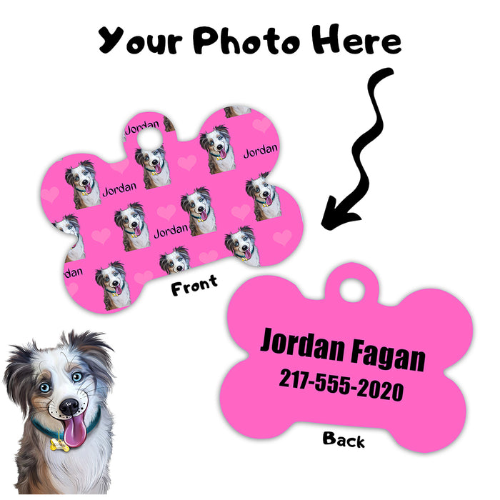 Add Your PERSONALIZED PET Painting Portrait Photo on Bone Pet Tag