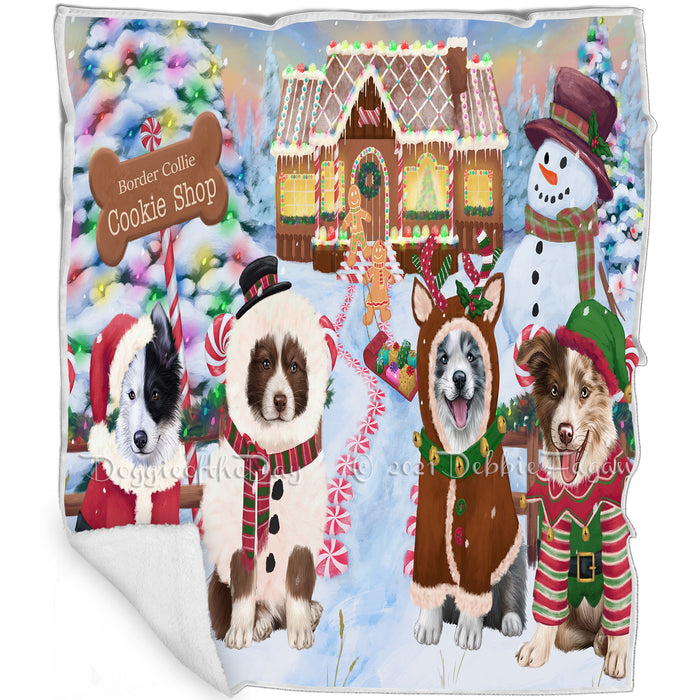 Holiday Gingerbread Cookie Shop Border Collies Dog Blanket BLNKT126858