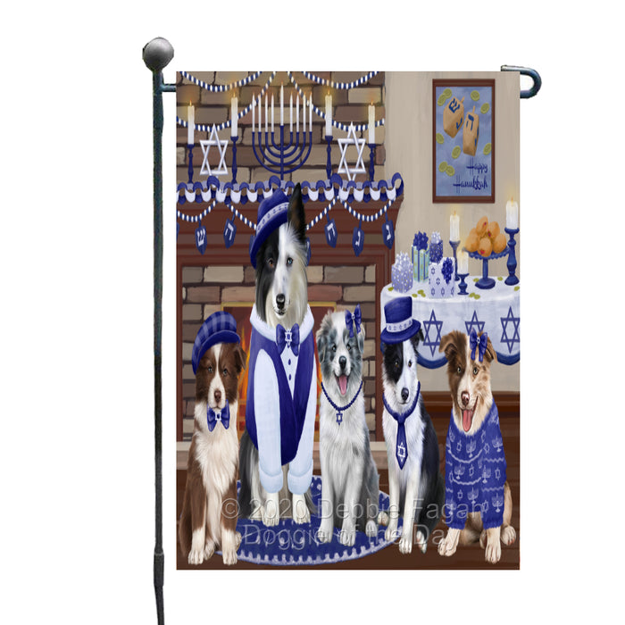 Happy Hanukkah Family Border Collie Dogs Garden Flag GFLG65965