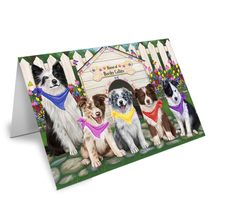Spring Floral Border Collie Dog Handmade Artwork Assorted Pets Greeting Cards and Note Cards with Envelopes for All Occasions and Holiday Seasons GCD53423