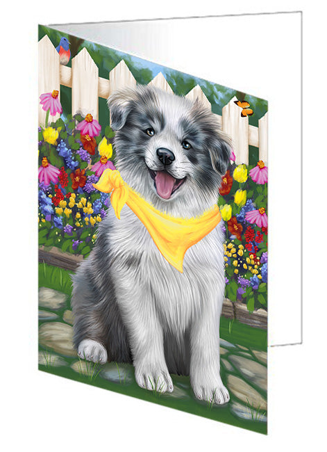 Spring Dog House Border Collies Dog Handmade Artwork Assorted Pets Greeting Cards and Note Cards with Envelopes for All Occasions and Holiday Seasons GCD53426