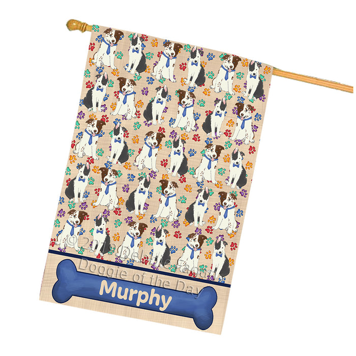 Rainbow Paw Print Border Collie Dogs House Flag FLG65276