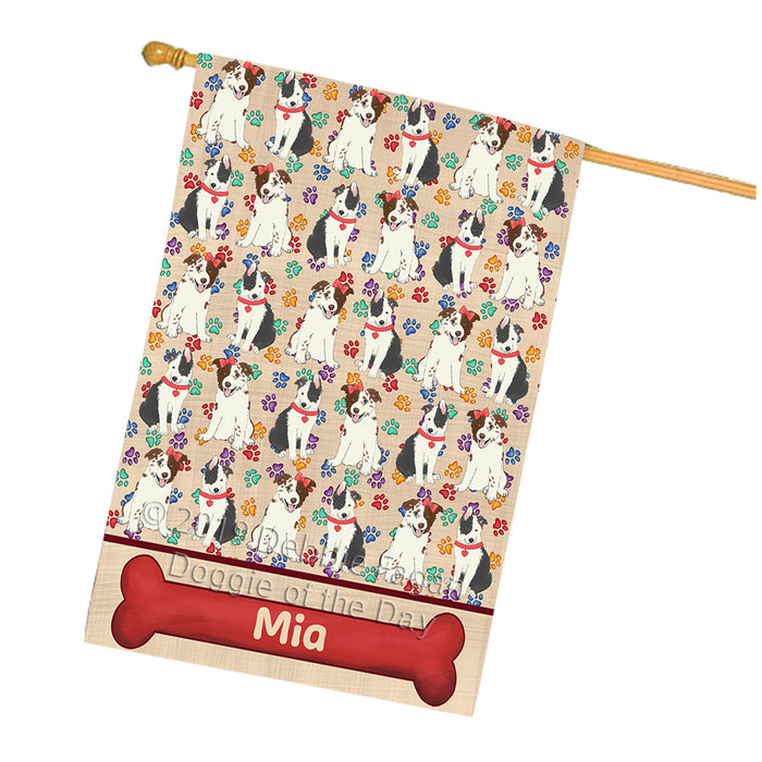 Rainbow Paw Print Border Collie Dogs House Flag FLG65277