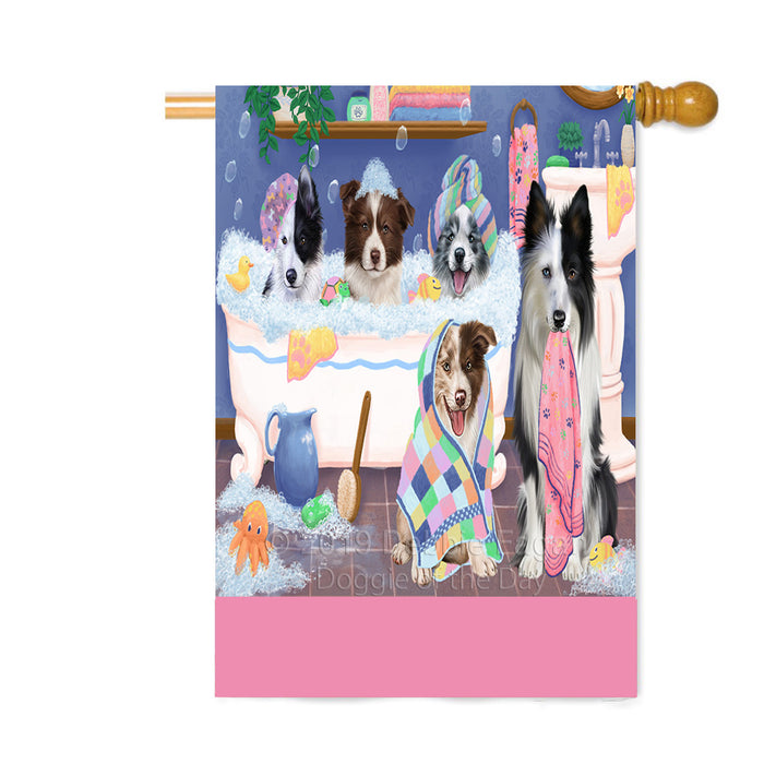 Personalized Rub A Dub Dogs In A Tub Border Collie Dogs Custom House Flag FLG64322
