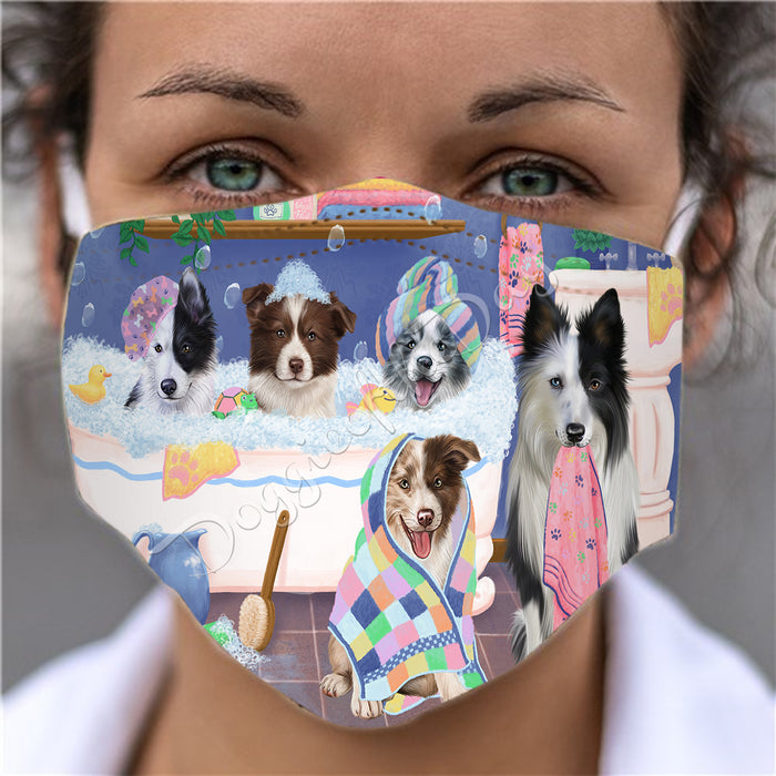 Rub A Dub Dogs In A Tub  Border Collie Dogs Face Mask FM49484