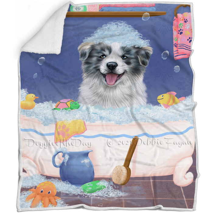 Rub A Dub Dog In A Tub Border Collie Dog Blanket BLNKT143016