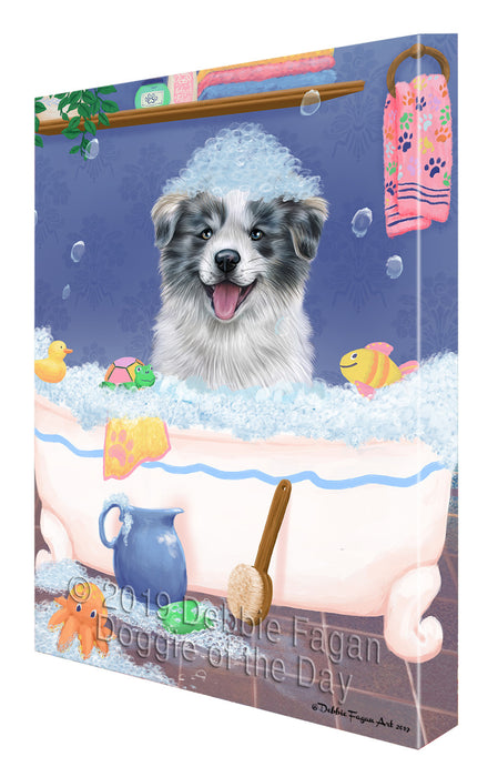 Rub A Dub Dog In A Tub Border Collie Dog Canvas Print Wall Art Décor CVS142352