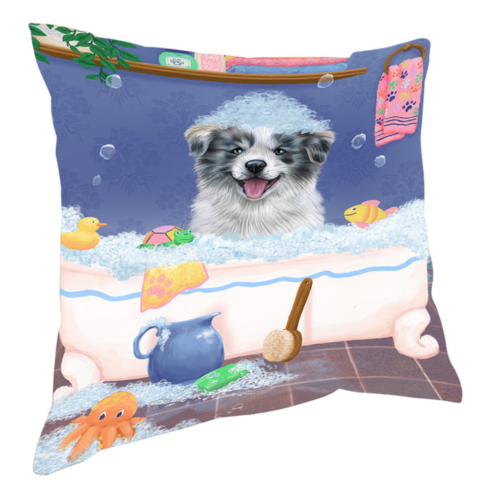 Rub A Dub Dog In A Tub Border Collie Dog Pillow with Top Quality High-Resolution Images - Ultra Soft Pet Pillows for Sleeping - Reversible & Comfort - Ideal Gift for Dog Lover - Cushion for Sofa Couch Bed - 100% Polyester, PILA90403