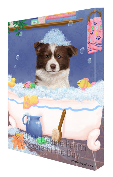 Rub A Dub Dog In A Tub Border Collie Dog Canvas Print Wall Art Décor CVS142361