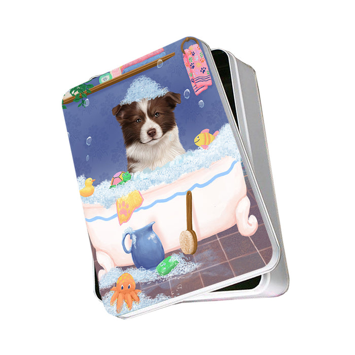 Rub A Dub Dog In A Tub Border Collie Dog Photo Storage Tin PITN57260