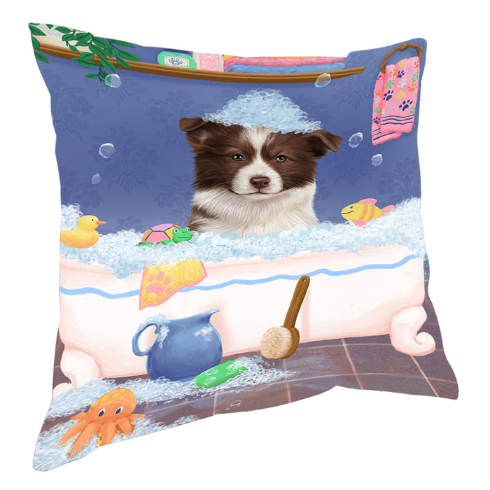 Rub A Dub Dog In A Tub Border Collie Dog Pillow with Top Quality High-Resolution Images - Ultra Soft Pet Pillows for Sleeping - Reversible & Comfort - Ideal Gift for Dog Lover - Cushion for Sofa Couch Bed - 100% Polyester, PILA90406