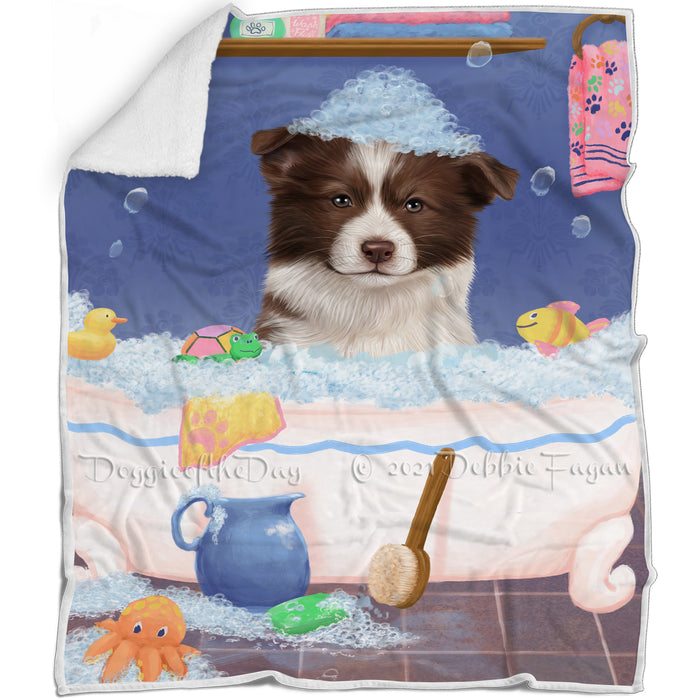 Rub A Dub Dog In A Tub Border Collie Dog Blanket BLNKT143017