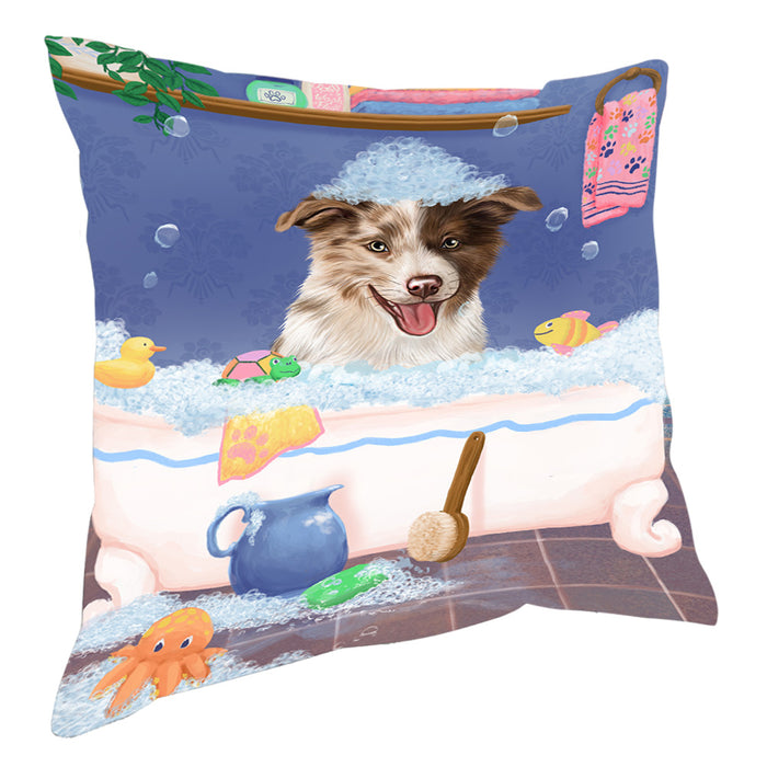 Rub A Dub Dog In A Tub Border Collie Dog Pillow with Top Quality High-Resolution Images - Ultra Soft Pet Pillows for Sleeping - Reversible & Comfort - Ideal Gift for Dog Lover - Cushion for Sofa Couch Bed - 100% Polyester, PILA90409