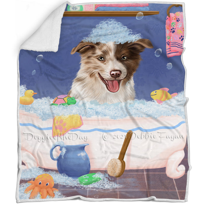 Rub A Dub Dog In A Tub Border Collie Dog Blanket BLNKT143018
