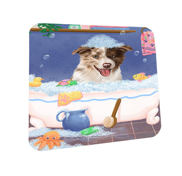 Rub A Dub Dog In A Tub Border Collie Dog Coasters Set of 4 CST57276