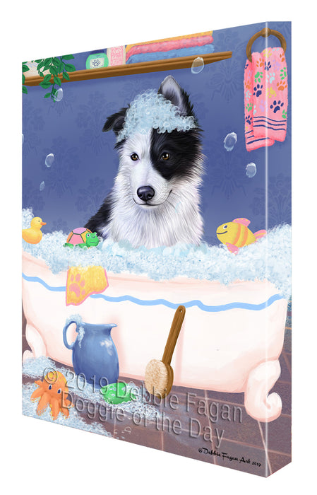 Rub A Dub Dog In A Tub Border Collie Dog Canvas Print Wall Art Décor CVS142379